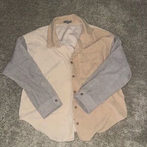 Womens Two-Tone Corduroy Shirt Jacket